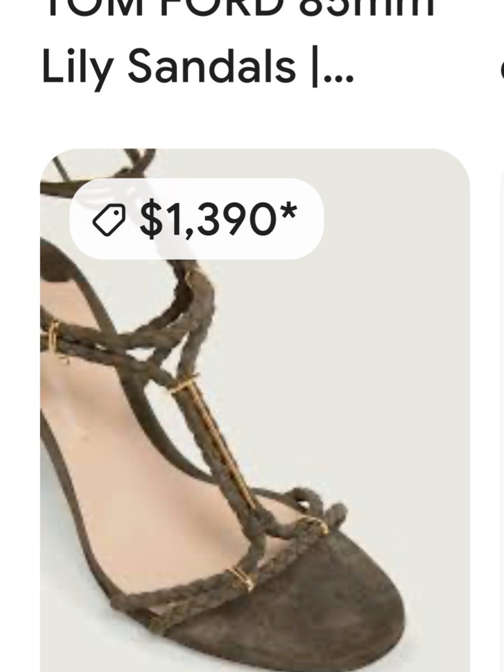 Tom Ford Olive Brown Braided Suede Strappy Sandals